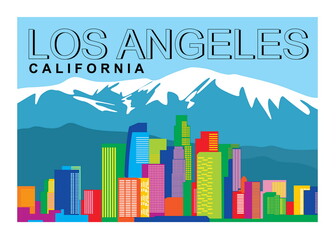 Los Angeles skyline colorful vector illustration 