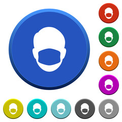 Face with medical mask beveled buttons
