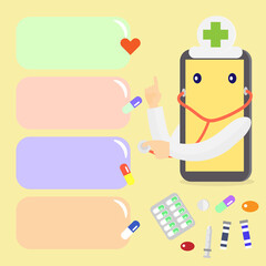 info graphic of online doctor on smart phone cartoon vector