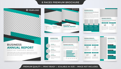 business annual report template design with bifold brochure format use for business profile and proposal - obrazy, fototapety, plakaty
