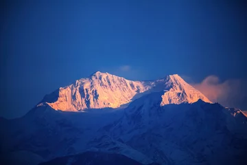 Photo sur Plexiglas Kangchenjunga Kangchenjunga vue rapprochée de Pelling au Sikkim, Inde. Kangchenjunga est la troisième plus haute montagne du monde.