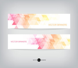 Fototapeta premium horizontal web banners with modern geometric backgrounds on white