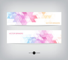 horizontal web banners with modern geometric backgrounds on white