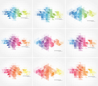 collection of vector abstract triangular mosaic backgrounds