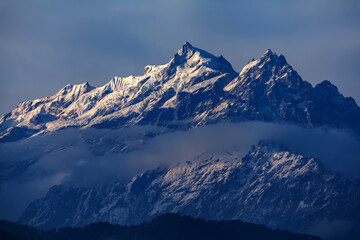 Fototapeta na wymiar Kangchenjunga close up view from Pelling in Sikkim, India.