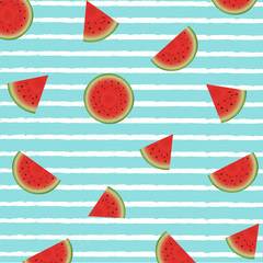 Watermelon Poster With Paint Background With Gradient Mesh, Vector Illustration