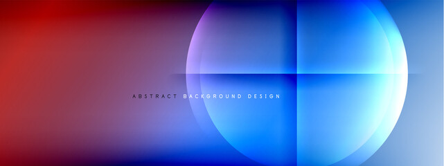 Vector abstract background - circle and cross on fluid gradient with shadows and light effects. Techno or business shiny design templates for text