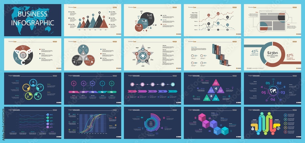 Aufkleber set of analysis or statistics concept infographic charts. business diagrams for presentation slide t