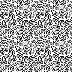Seamless vector pattern. Hand drawn black waved lines. Simple and minimalistic pattern. Cartoon-like elements.
