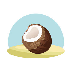 fresh coconut fruit summer icon