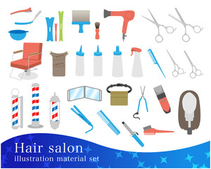 Hair salon illustration material set