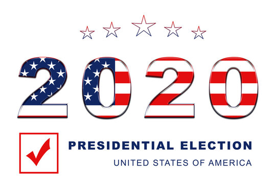 USA presidential election 2020 american vote, horizontal banner design on white background. Illustration.