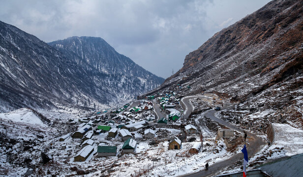 Snowy White Peaks Of Nathula Pass At Sikkim, India