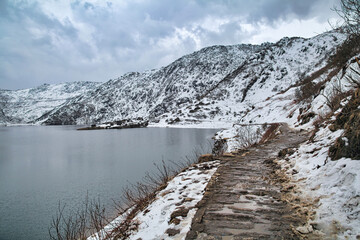 Tsomgo (Changu) Lake. It is a sacred natural glacial lake on top of mountain in Gangtok, East Sikkim, India.