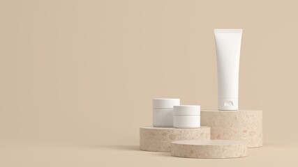 Minimal background, mock up scene with podium geometry shape for product display. 3D rendering