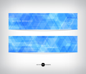 Fototapeta premium vector horizontal web banner design with blue geometric hexagonal background