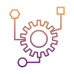 gear machine work with infographic gradient line style icon