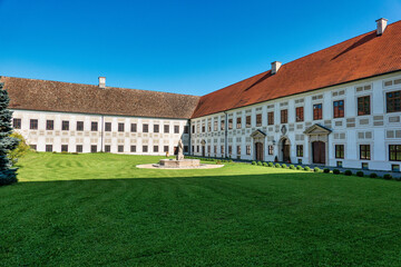 Fototapeta na wymiar Wessobrunn Abbey, a Benedictine monastery near Weilheim in Bavaria, Germany