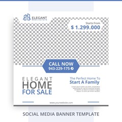 Editable Home For Sale Real Estate Red Banner Promotions Blue Gray