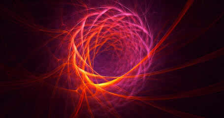 3D rendering abstract multicolored fractal light background with bright center