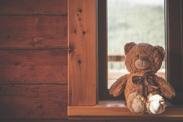 teddy bear on the window sill