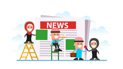 Arab news. People create a newspaper.

