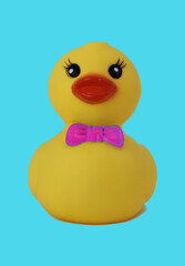 Duck rubber yellow with sky background 