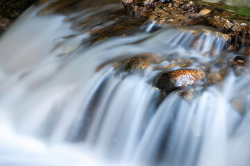 Nice waterfall with furry steam in nature Thailand.