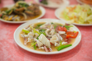 chinese pan fried squide with sweet pepper