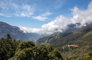 Fototapeta na wymiar View the pass Boca da Encumeada on Madeira Island. Portugal