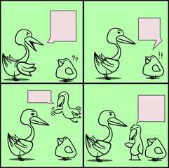 Obraz premium Funny birds talk in comic