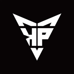 KP Logo monogram with back drop shape logo design template