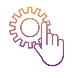 gear machine work with hand indexing gradient line style icon