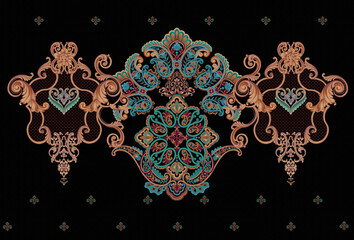 Baroque Rococo style wallpaper design, European background pattern, suitable for textile, clothing and bottom design