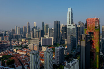 Obraz premium Singapore , August 18 , 2018 - evening skyscrapers near china town