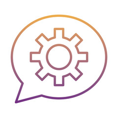 gear machine work in speech bubble gradient line style icon
