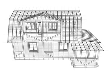 House sketch. 3D illustration