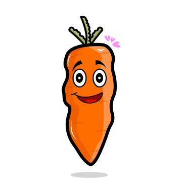 illustration vector of cute carrot cartoon character. vegetable concept illustration. isolated on white background.