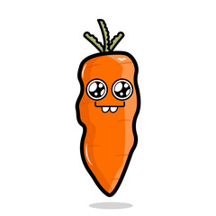illustration vector of cute carrot cartoon character. vegetable concept illustration. isolated on white background.