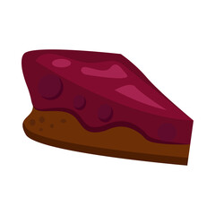 Chocolate cake with berry jelly. Slice, pie, blackberry. illustration can be used for topics like bakery, cuisine, dessert, cafe menu