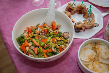 homemade seafood salad on the table