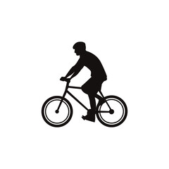 Fototapeta na wymiar silhouette of man riding a bike illustration vector