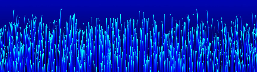 Abstract background of flying blue dots. Space-time illustration. Abstract data flow background. Salute or firework. 3D rendering.