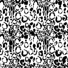 Seamless Endless Hand Drawn Abstract Geometric Shapes Leopard Animal Skin Vector Pattern Isolated Background