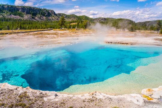 The Colorful Hot Spring Pools In Yellowstone National Park, Wyoming.