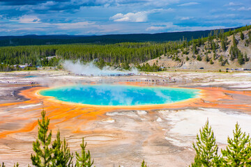 The Grand Prismatic Spring in Yellowstone National Park, Wyoming.