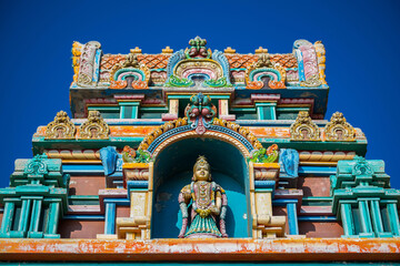 Fototapeta premium Indian god top of the temple at kanyakumari temple, Tamil Nadu, India.