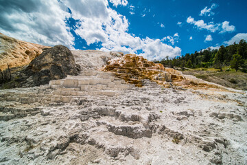 The mammoth hot spring in Yellowstone National Park, Wyoming.