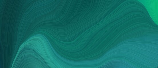 background graphic design with modern soft curvy waves background illustration with teal green, light sea green and blue chill color