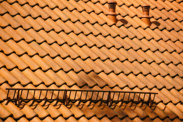 Tiles roof with snow guards safety.